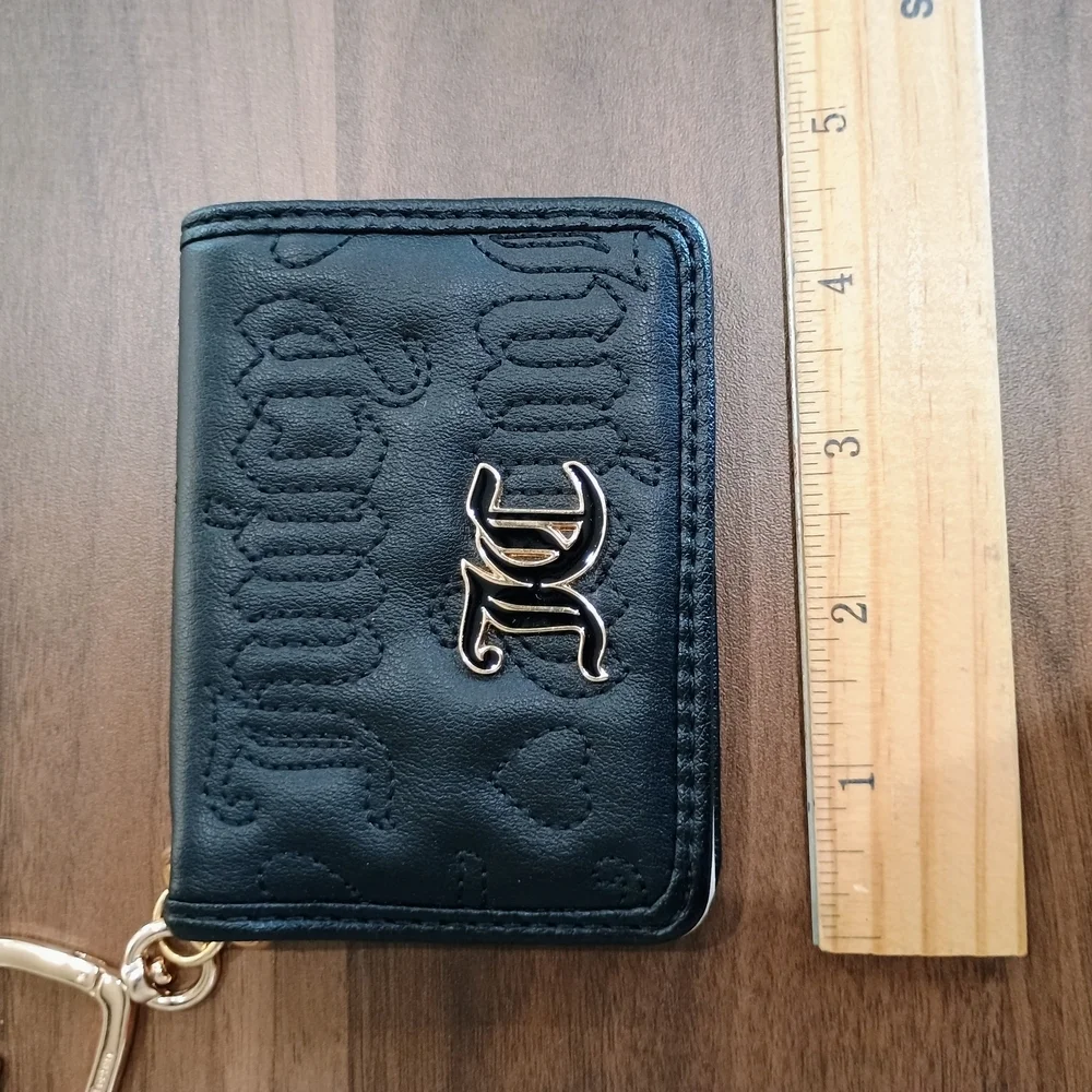 Juicy Couture Black Leather Card Case with Gold Logo